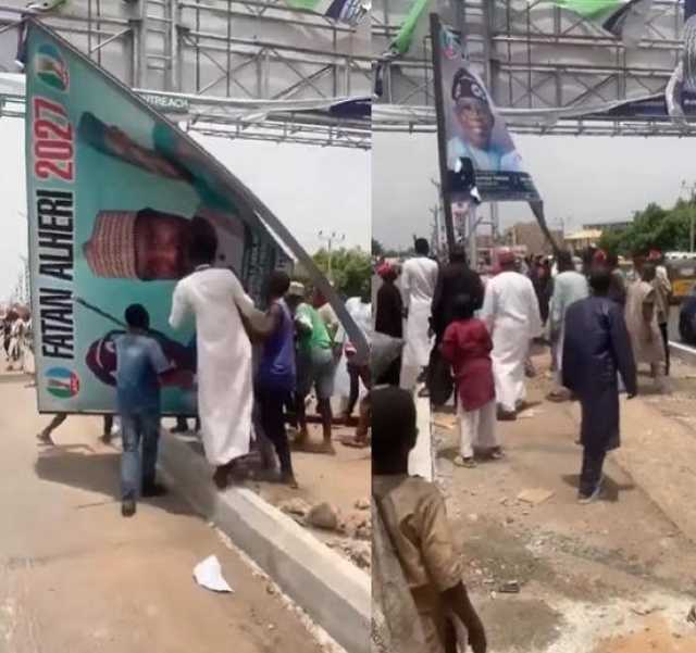 Ƴansanda Sun Gargaɗi Masu Lalata Fastar Tinubu A Kano