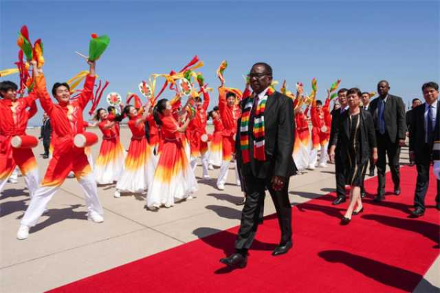 Shugaban Zimbabwe Ya Sauka Beijing Domin Halartar Bikin Cika Shekaru 80 Da Cimma Nasarar Yakin Kin Mamayar Dakarun Japan